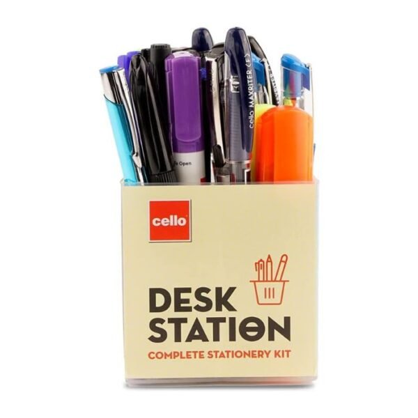 Cello Desk Station, Assorted office stationery items